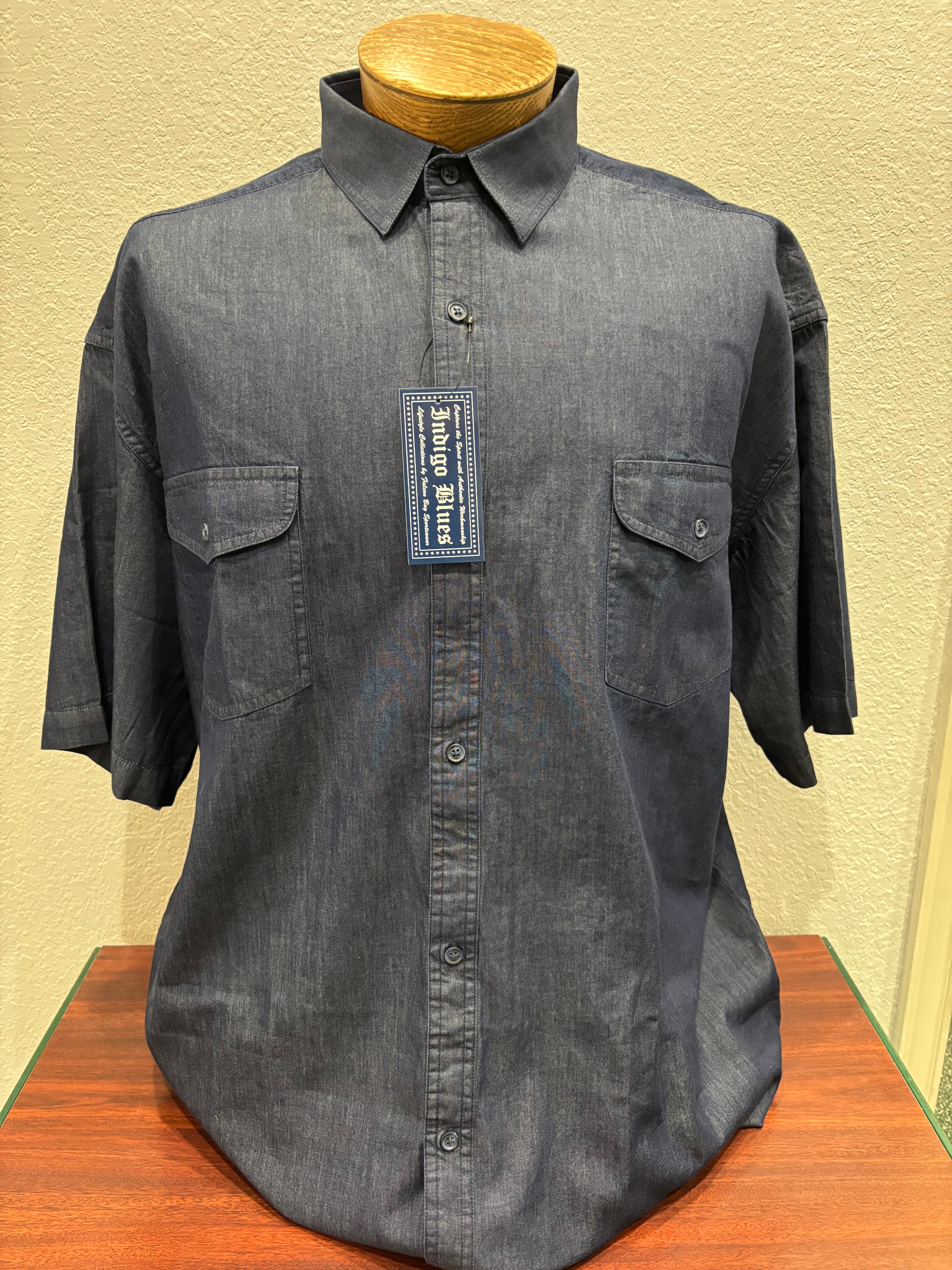 Indigo Blue Short Sleeve Denim Shirts