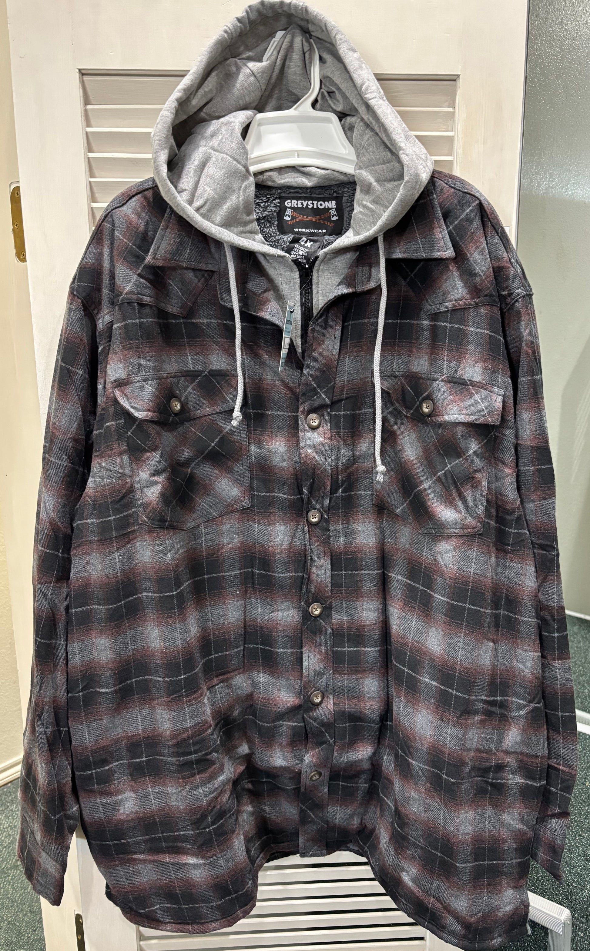 Greystone flannel sweatshirt hood and lined Jacket